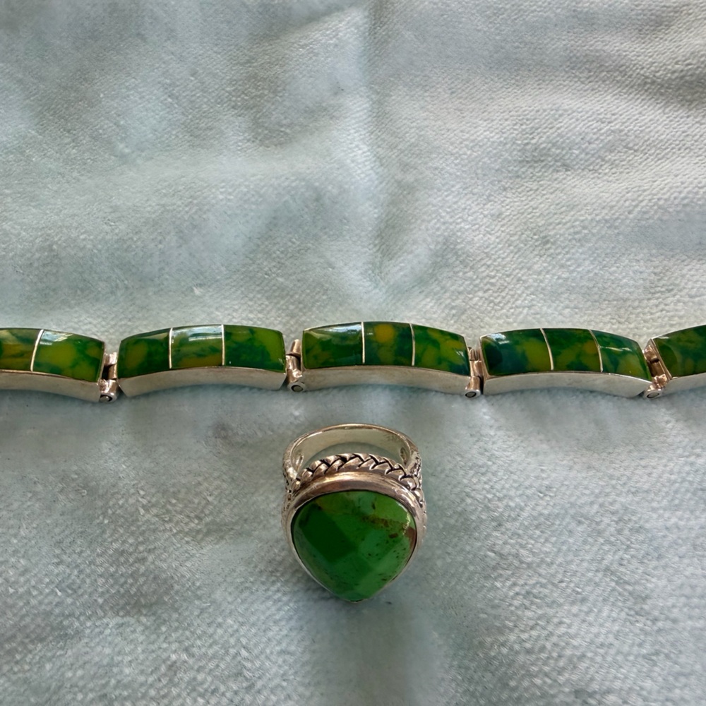 Green and Silver Jewelry Set